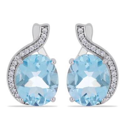 BUY NATURAL SKY BLUE TOPAZ GEMSTONE BIG STONE EARRINGS IN 925 SILVER